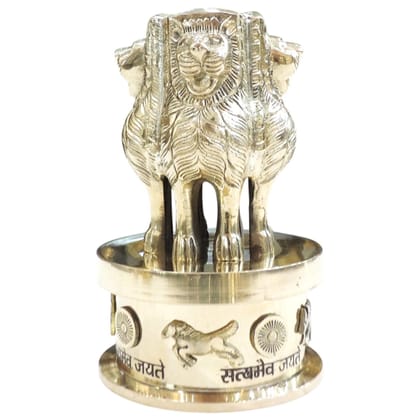 Brass Ashok Lath Statue | National Emblem Decorative Showpiece, Height : 6.5 Inch (FMAS670 X)