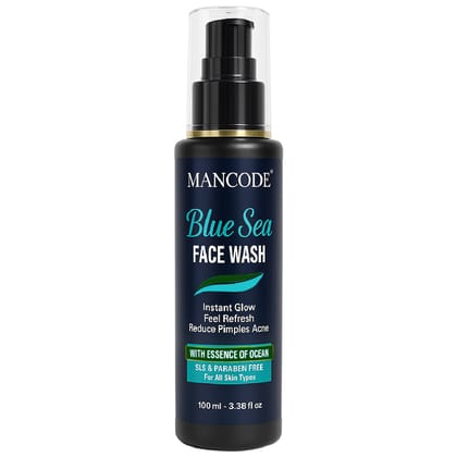 Mancode Blue Sea Face Wash 100ml | Deep Cleansing Face Wash for Men | Oil Control & Anti-Acne Formula | Hydrating & Refreshing Skincare