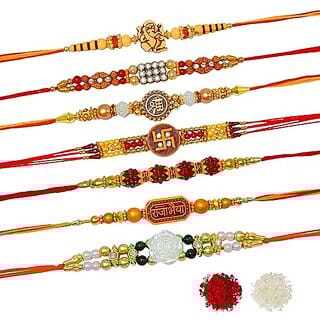 (Pack of 8) Antiqworld Blue Evil Eye Rakhi Bracelet For Brother/Bhaiya/Bhai/Bhabh