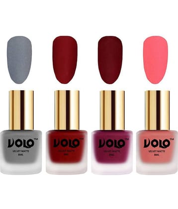 VOLO Velvet Dull Matte Posh Shades Nail Polish Multi Matte Pack of 4 32 mL