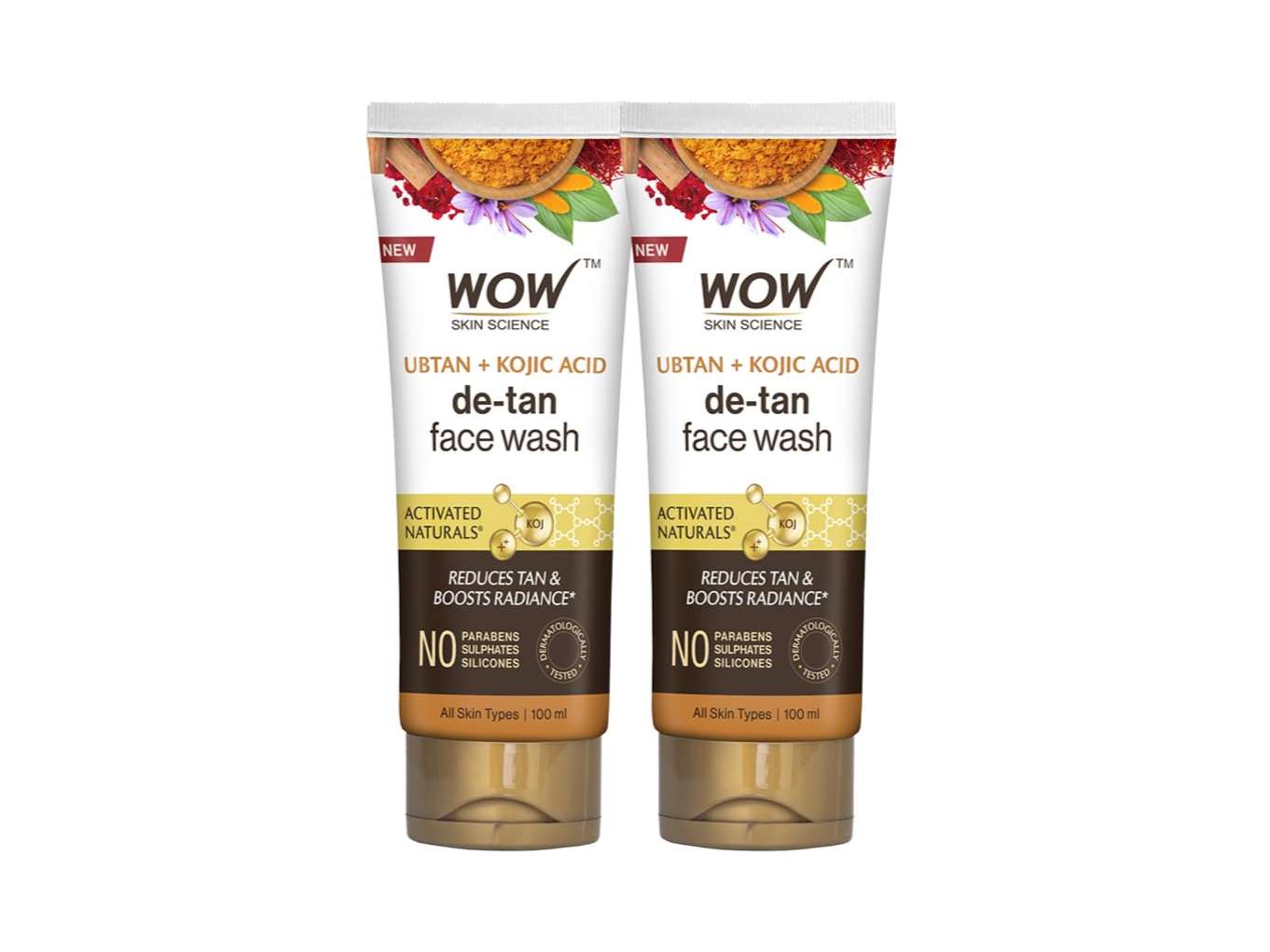 WOW Skin Science Ubtan Face Wash 100ml Tube - Pack of 2