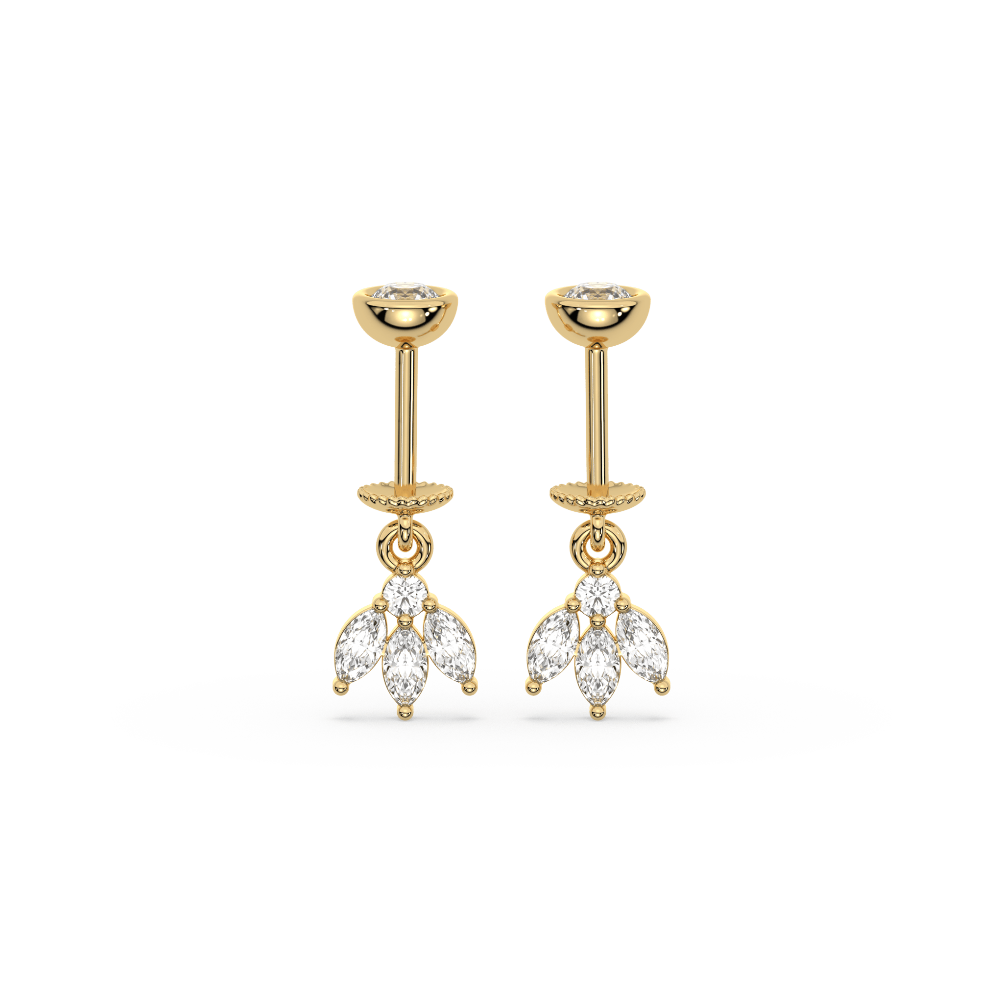 Petal - Helix Hanging - 14K Gold Plated-Screw attachment