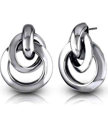 VIVASTRI Silver Hoops Earrings ( Pack of 1 )