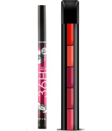 Lenon Beauty Eyeliner & 5 Step Creme Lipstick Red Pack of 2 5 g