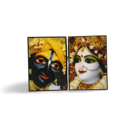 MAYAPURI Iskcon Radha Krishna Framed, Home Decorative Religious Painting (7 X 5 Inch)