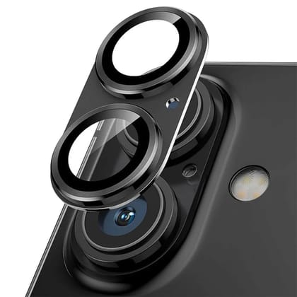 Metallic Camera Lens Protector - Black-Apple iPhone 16 Plus