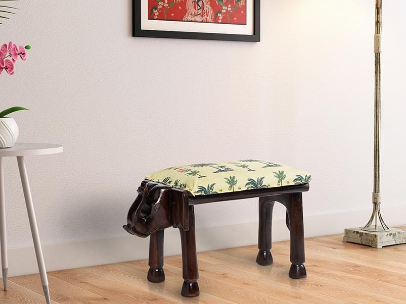 India Circus Chevron Palms Elephant Pouffe (By Krsnaa Mehta)