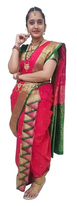 Mom And Me Belgaon Silk Nauwari Saree (Free Size) | Premium Silk Blend | Ethnic Party Mom And Me Belgaon Silk Nauwari Saree (Free Size) | Premium Silk Blend | Ethnic Party