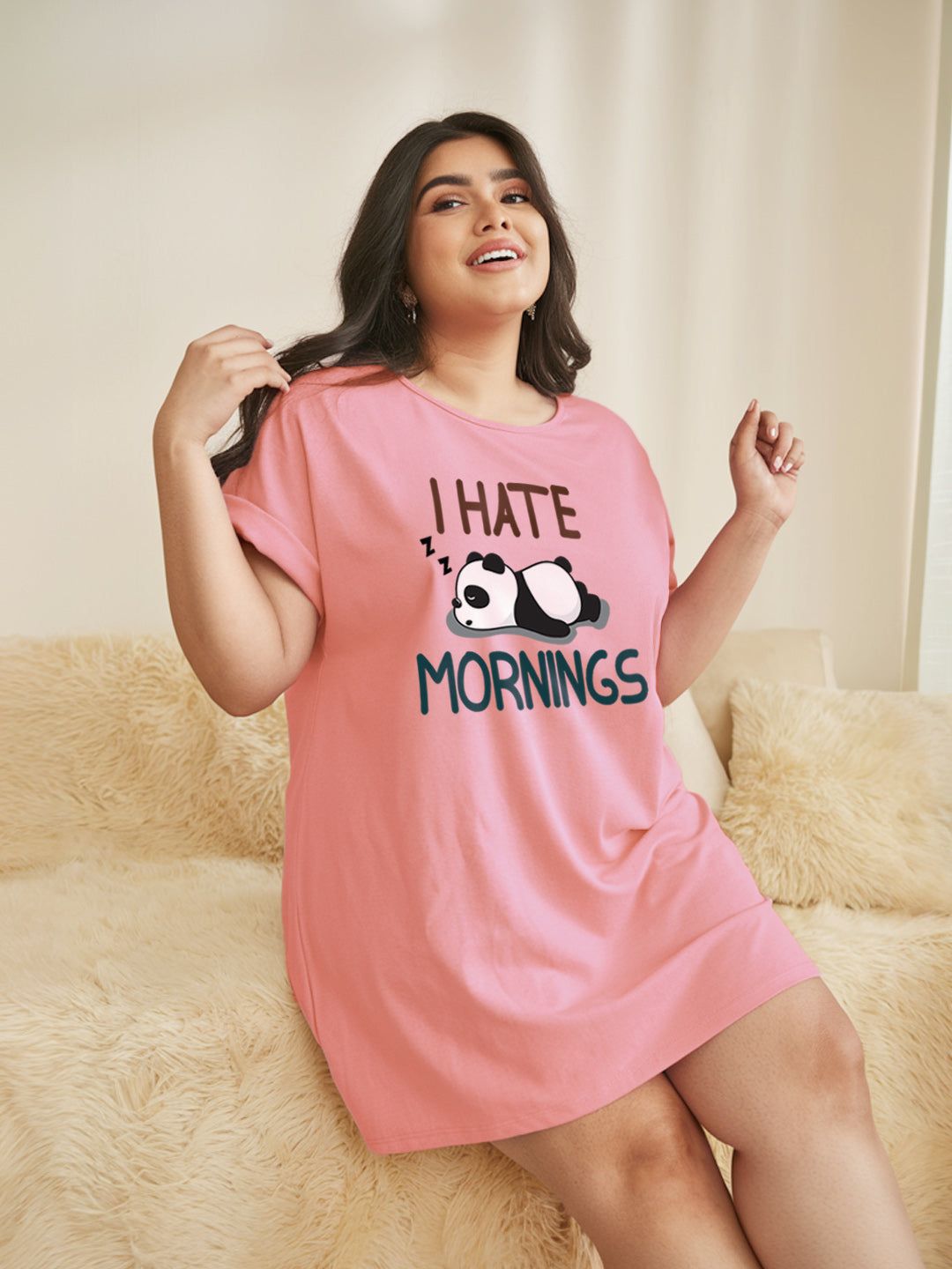 I Hate Morning (Plus Size)-Pink / 4XL