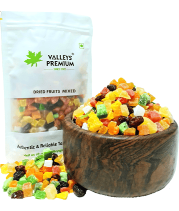 Valleys Premium Healthy Trail Mix Dry Fruits 400 Grams (Dried Mango, Pomelo, Pineapple, Orange Kiwi, Papaya, Cranberries, Coconut