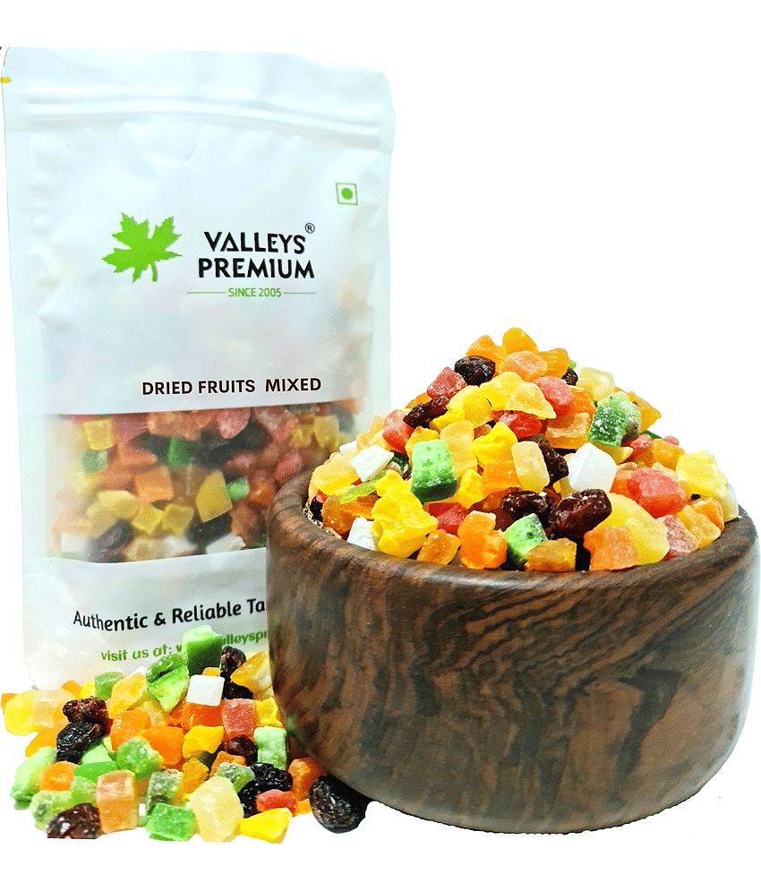 Valleys Premium Healthy Trail Mix Dry Fruits 400 Grams (Dried Mango, Pomelo, Pineapple, Orange Kiwi, Papaya, Cranberries, Coconut