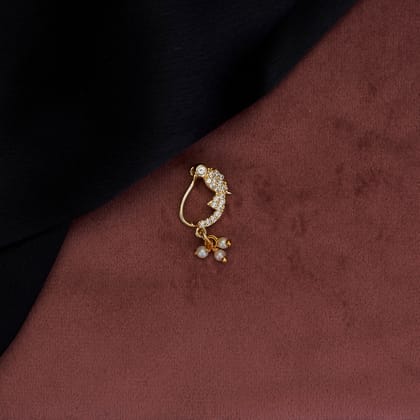 Diamond Aurora Opal Nose Pin-White / Gold Plated