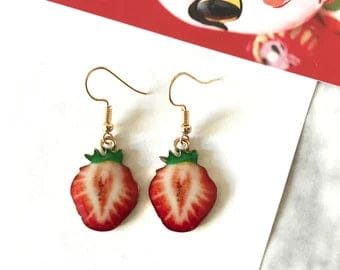 Strawberry Slice Earrings