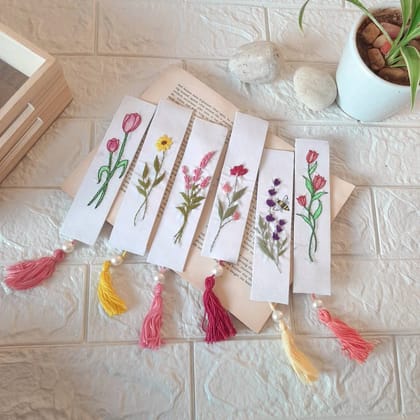 Hand Painted and Embroidered Bookmark