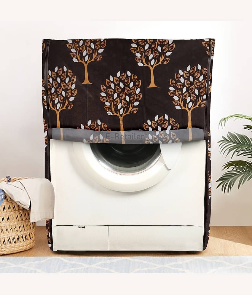 E-Retailer Single Polyester Brown Washing Machine Cover for Universal 8 kg Front Load