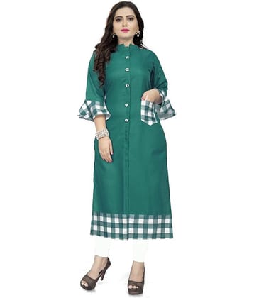 Lerkiza - Green Cotton Women's Straight Kurti ( Pack of 1 )