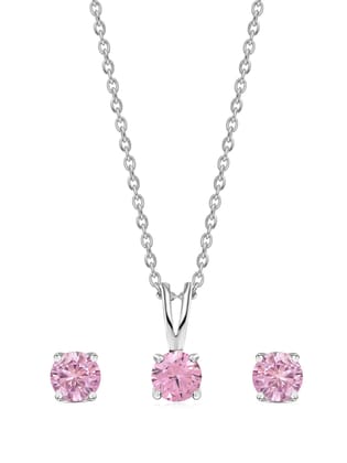 1 Carat Pink Solitaire Set