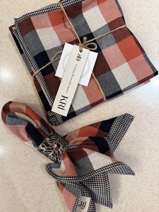 KRI India The Minimalist Set of 6 Checkered Reversible Table Napkins | 16x16 inches | Black, white | Wash & Care | 100% Cotton | Handcrafted in India. 100% organic & natural.
