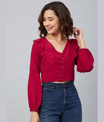 Rare Women's Crepe Crop Top ( Red )