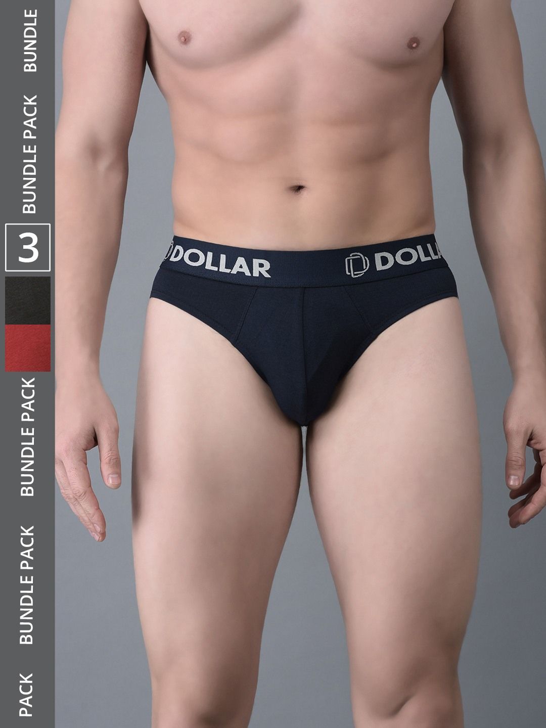 Men's Assorted Pack of 3 Shuffle Intellisoft Cotton Spandex Solid Brief