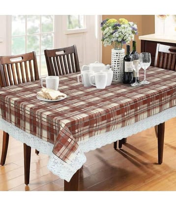 Printed PVC 6 Seater Rectangle Table Cover ( 228 x 152 ) cm Pack of 1 Brown
