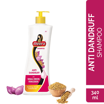 Meera Anti Dandruff Shampoo - With Small Onion & Fenugreek, For Men & Women, 340 Ml Pump