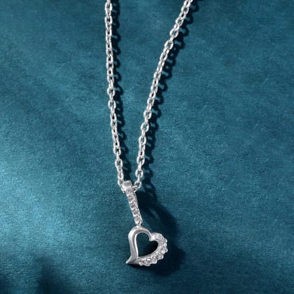 Silver Zircon Heart Necklace