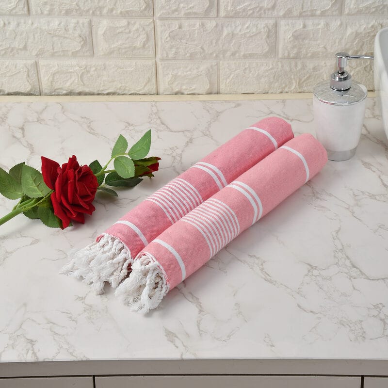 Furnofy Cotton 250 GSM Bath Towel Set Pink (Pack Of 2)