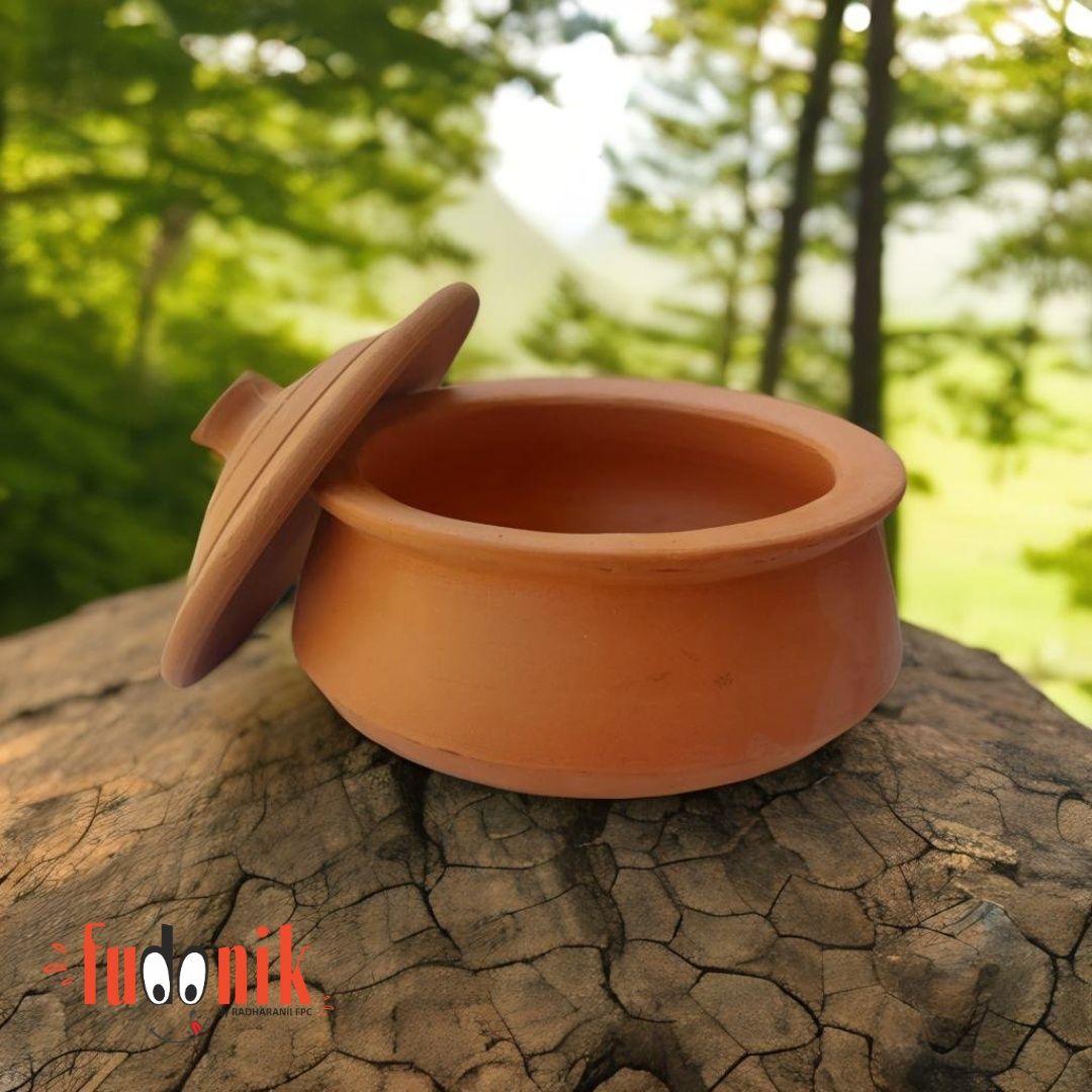 Fudonik Earthen Clay Serving Handi (Dahi Handi) | Traditional Curd Pot | Natural Terracotta Cookware
