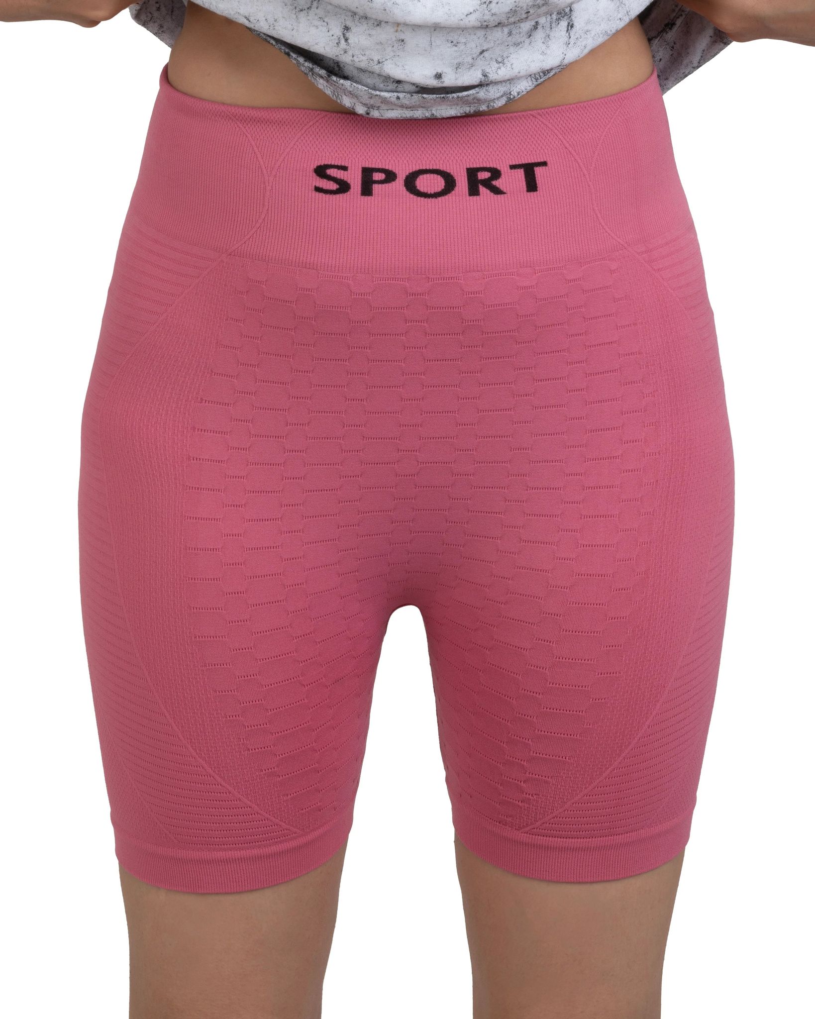 Bellbum Pink Seamless Yoga Shorts – High-Waist Body-Hugging Spandex-One size