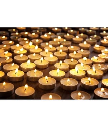 Heaven Decor White Unscented Wax Tea Light Candle 3 cm ( Pack of 50 )