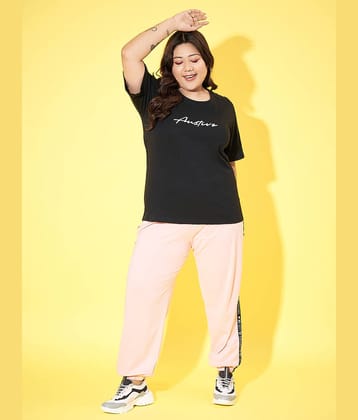 AUSTIVO Women Printed Top With Joggers Co-Ord Set ( Black )