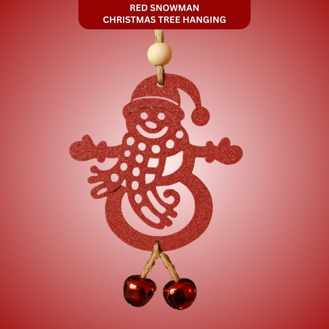 Christmas Tree Ornaments - Glitter Red Snowman Hanging Decoration - 1PC