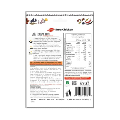 Nimkish Rara Chicken Ready to Cook Spice Mix | 60g | Onion Ginger Garlic Already in Mix | Himalayan Recipe