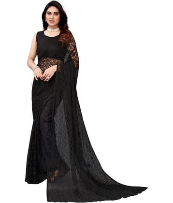 Vkaran Net Dyed Saree With Unstitched Blouse Piece ( Purple )