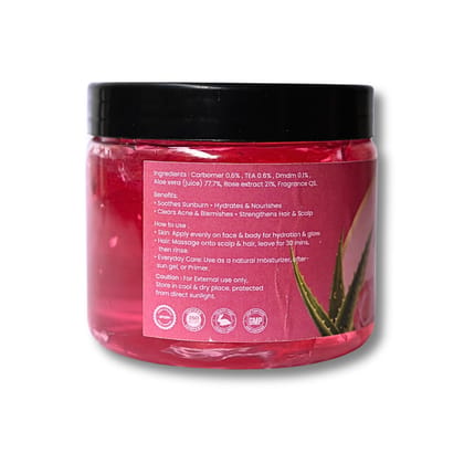 Veora Organics Aloe Vera Rose Gel | Moisturizing & Nourishing Multi-Purpose Gel for Face, Skin & Hair | Hydrating Aloe Vera Gel with Rose Fragrance for Soft, Glowing Skin | Lightweight Daily Care | 200g