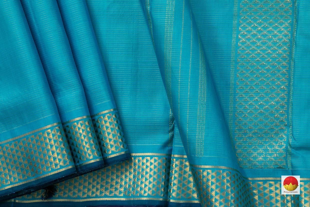 Blue Vaira Oosi 9 yards Kanchipuram Silk Saree Handwoven Pure Silk Pure Zari For Festive Wear PV NYC 532