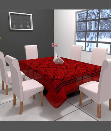 CASA FURNISHING Checks Polyester 6 Seater Rectangle Table Cover ( 228 x 152 ) cm Pack of 1 Maroon