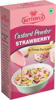 Butterfly Custard Powder, 100g (Strawberry)  by Butterfly Dessert Mixes and Bakery Needs.