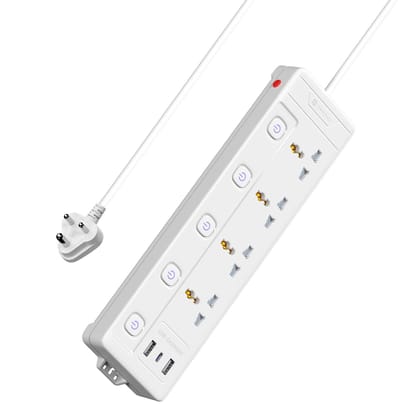 Portronics Power Plate 19 Extension Board with 4 Universal Power Sockets, 3 Meter Long Cord