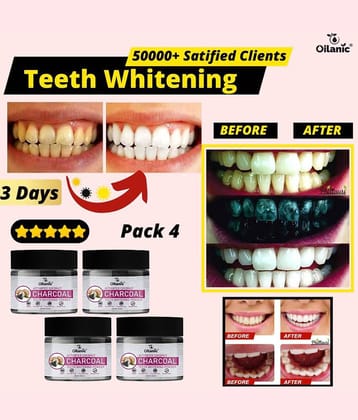 Oilanic Coconut Shell Charcoal Teeth Whitening Powder Denture Oral Kit Pack of 4