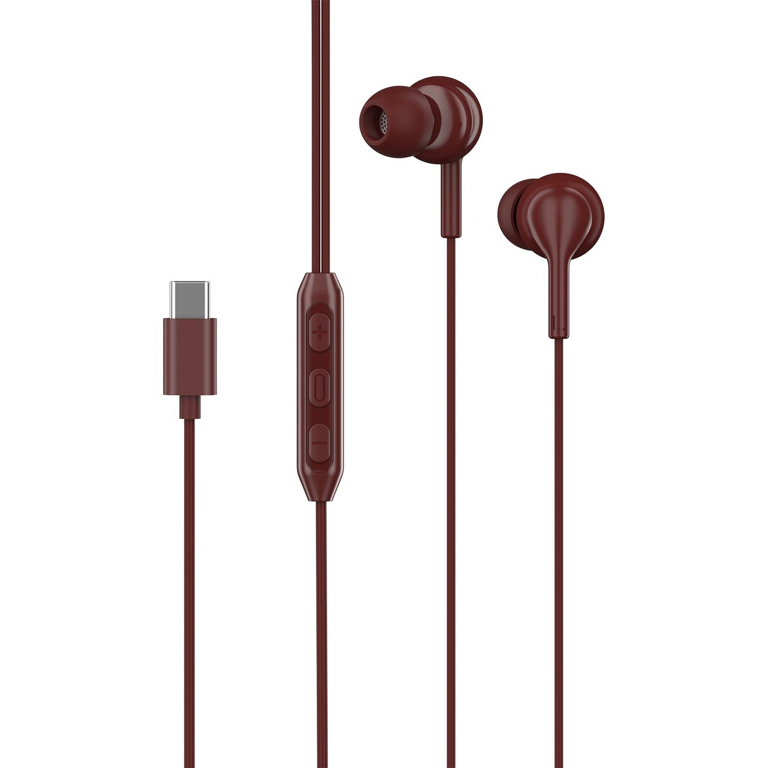 Boat Newly Launched Bassheads 100 C Wired in Ear Earphones with Type-C Jack, in-Line Microphone, 10Mm Drivers, Signature Sound, Integrated Controls & Multi-OS Compatibility(Maroon) Boat Newly Launched Bassheads 100 C Wired in Ear Earphones with Type-C Ja