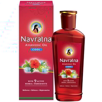 Navratna Ayurvedic Cool Oil - With 9 Active Ingredients, Relieves, Relaxes, Rejuvanates, 100 ml