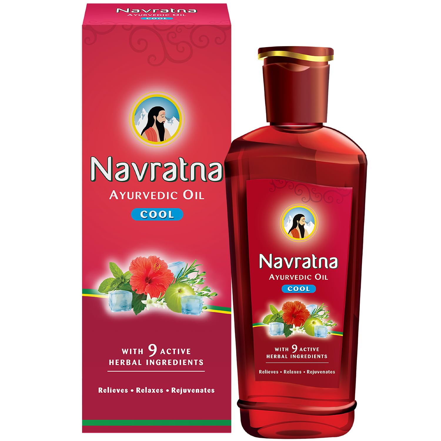 Navratna Ayurvedic Cool Oil - With 9 Active Ingredients, Relieves, Relaxes, Rejuvanates, 100 ml