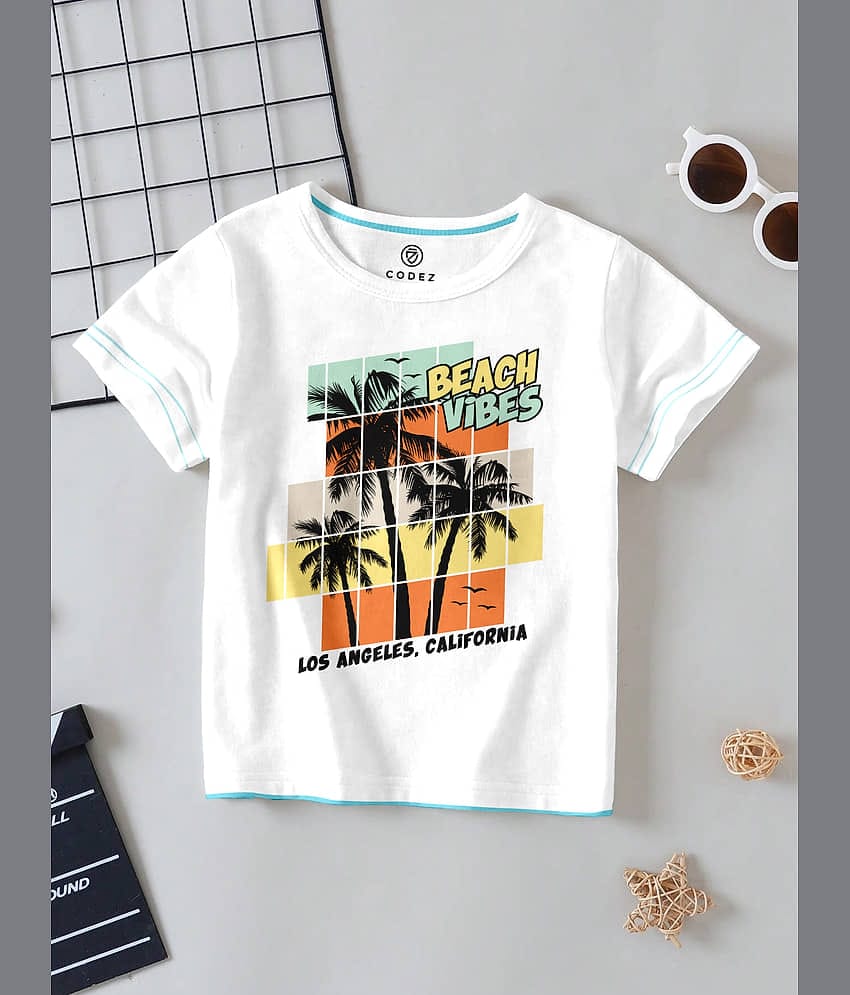 CODEZ Pack of 1 Boys Cotton Blend T-Shirt ( White )