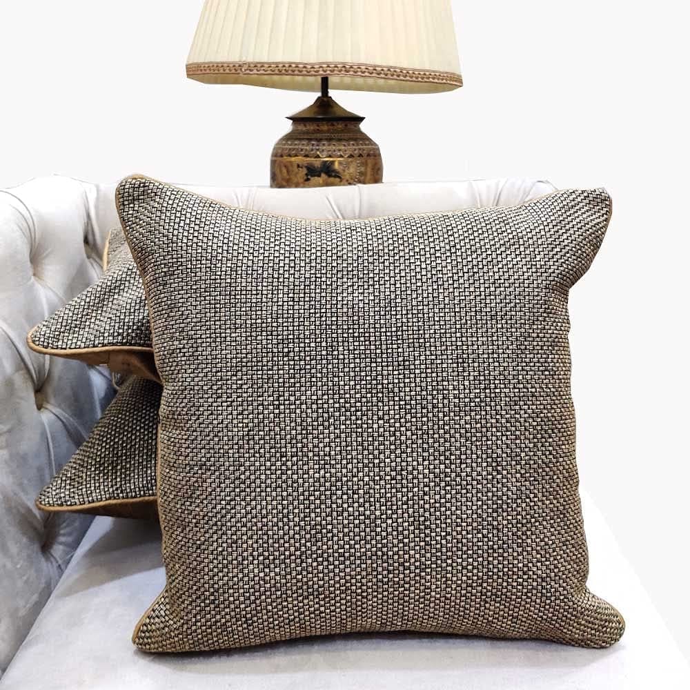 Brown Self Design Woven Geometric Woven Zipper Square Set Cushion Covers (16x16 inch or 40 x 40 cm) Set of 3 - Towels | Buy online on ZillyBuy