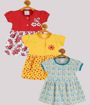 Babeezworld Pack of 3 Baby Girls Cotton Frock ( Multi )