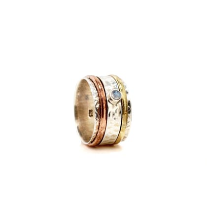 RoseGold & Gold Gem Fluid | 925 Silver Ring for Women & Men-Amethyst / 10