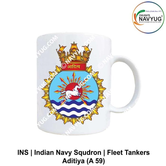 ArmyNavyAir INS Aditya Mug (350ml) | Indian Navy Fleet Tanker Crest | Gift & Collectible
