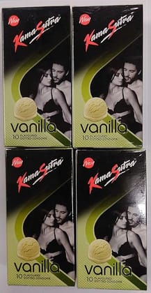 KAMA SUTRA Vanilla 10 Flavoured Dotted Condoms (Pack of 4)